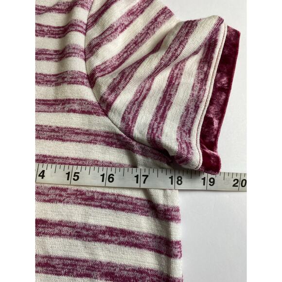 GAP Y2K Burgundy Velour Velvet Striped‎ Short Sleeve Top Tee Size Small - Picture 6 of 8